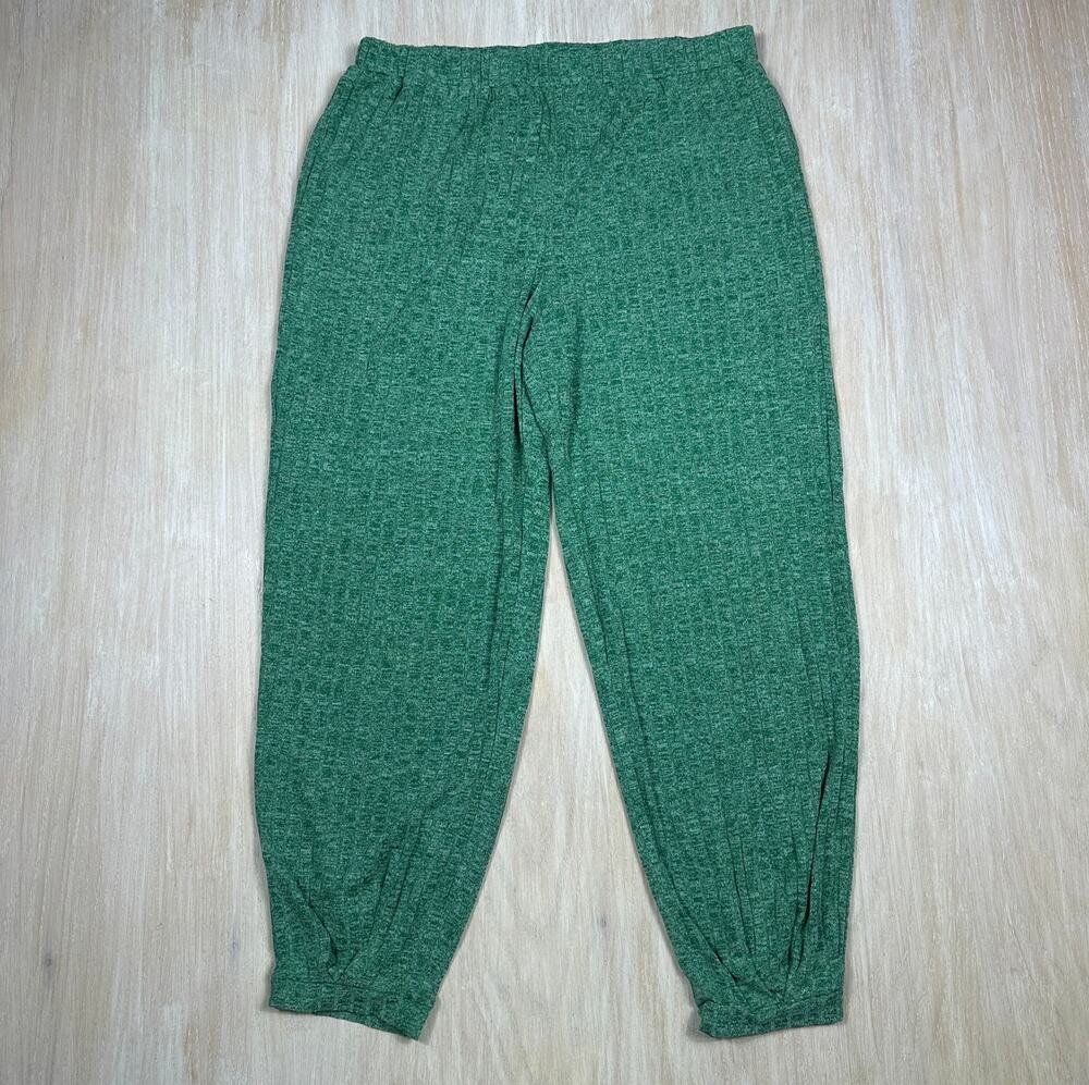 Ekouaer Green Soft Rib Knit Elastic Waist Pull On Cozy Lounge Casual Pants XL